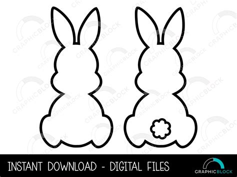 Easter Bunny Outline Svg Bundle Bunny Silhouette Shape Set Rabbit