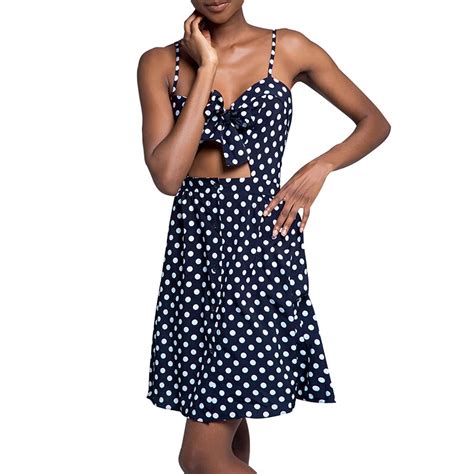 2019 summer polka dot dress sexy beach dress women sleeveless spaghetti strap pocket backless