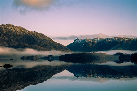 Mountains Lake Sky Clouds Mist Sun Norway Wallpapers Hd Desktop