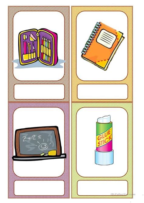 School Objects Flashcards English Esl Worksheets In 2020 Flashcards