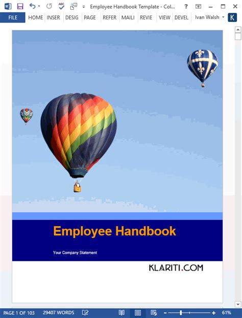 Employee Handbook Template Download 100 Pg Ms Word Templates And Excel