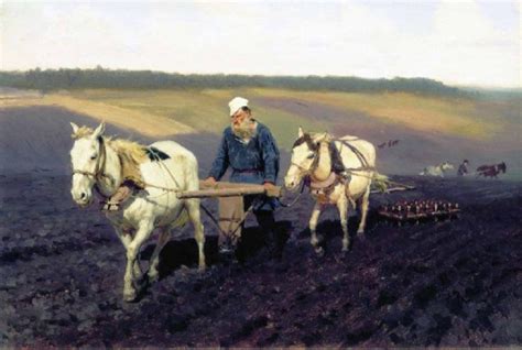 The Painting Plowman Leo Tolstoy On Arable Land By Ilya Efimovich Repin