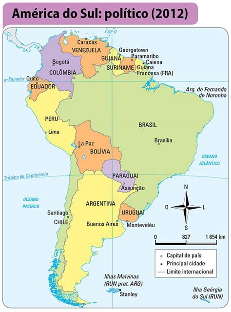 Mapa América do Sul político 2012 Crédito Mapa américa do