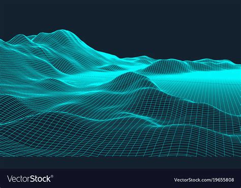 3d Wireframe Terrain Wide Angle Eps10 Royalty Free Vector