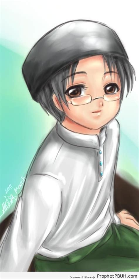 Anime Muslim Boy Wearing Glasses Drawings Prophet Pbuh Peace Be