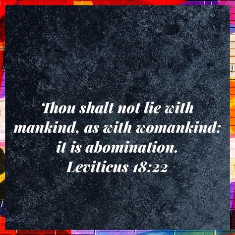 Leviticus 18 22 Thou Shalt Not Lie With Mankind As With Womankind It Is Abomination King