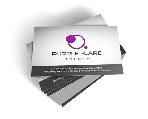 Assortment of paper stock such as premium, pearl metallic and silk laminated. Purple Flare Agency: Printing Business Cards?