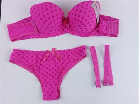 Sexy Padded Bright Pink Bra And Panties Set Gutspk