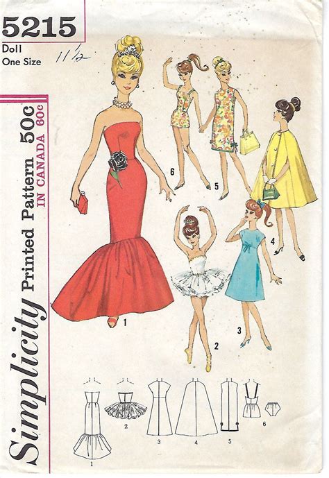 Original Rare Barbie Wardrobe Simplicity Printed Pattern Etsy