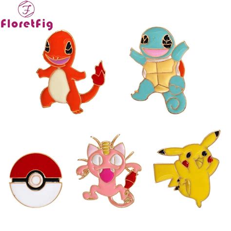 Buy 5 Pcslot Anime Pokemon Pins Badges For Bags And