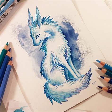 40 easy illustrated animal sketch drawing ideas. Crystal fox by AlviaAlcedo on DeviantArt