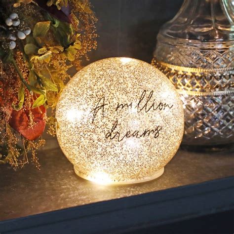 Personalised Medium Led Gold Glitter Light Globe By Lisa Angel