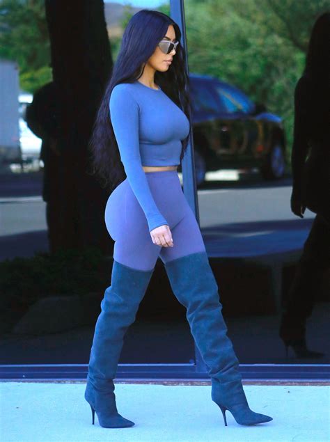 Kim Kardashian Debuts New Blue Hair For Latest Yeezy Photo Shoot Kim Kardashian Outfits