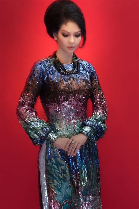 Miss Thuy Huong In Sequin Aodai For Festive Season Thuy Design House