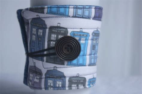 Doctor Who Coffee Cozy Tardis Dr Who Coffee Cup Sleeve Etsy Coffee