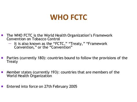 The Framework Convention On Tobacco Control