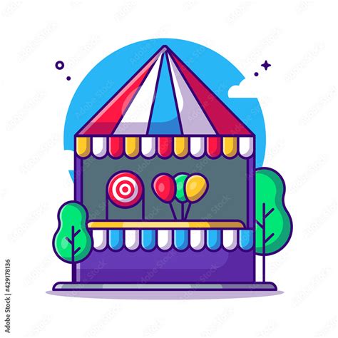 Carnival Shooting Game Booth Vector Cartoon Illustration Amusement Park Icon Concept White