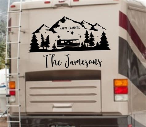 Personalized Rv Decal Last Name Decal For Rv Happy Campers Etsy