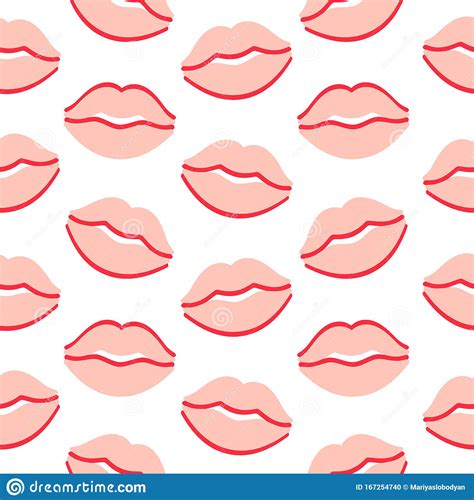 Pink Nude Lips Seamless Pattern For Valentines Cards Stock Vector