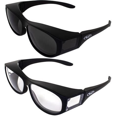 2 Pairs Escort Advanced System Safety Glasses Fits Over Most Prescription Eyewear 1 Clear 1