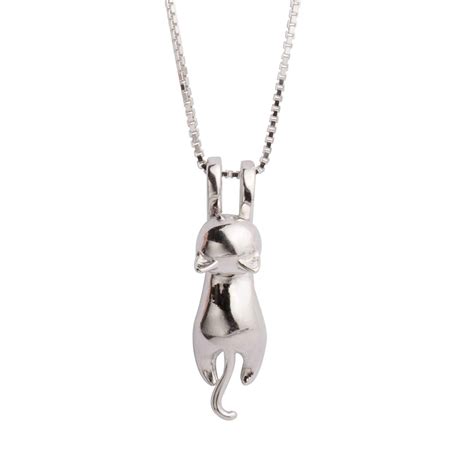 S Leaf Sterling Silver Cat Necklace Cat Pendant Necklace For Women Mirror Polish In 2020