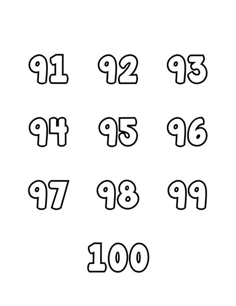 Free Printable Number Bubble Letters Bubble Numbers Set 91 100