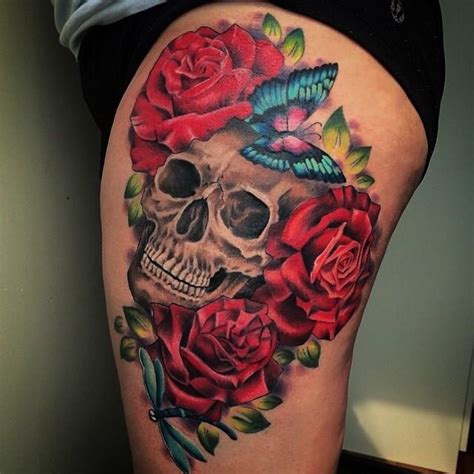 I Like These Roses Rose Tattoos Rose Tattoo Design Skull Thigh Tattoos