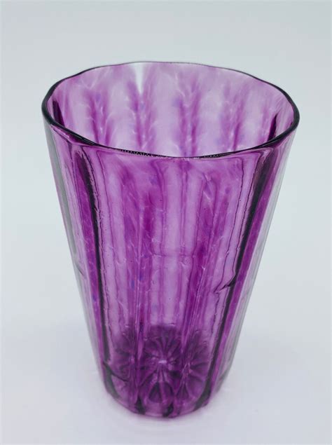 Hand Blown Glass Purple Straight Optic Pint Glass Etsy