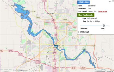 Iowa Flooding Maps 2016 Cedar Rapids Evacuation Area And Inundation