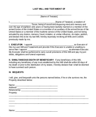 If you still want to design your own will and testament form, you should at least take a look at some. FREE 9+ Simple Will Forms in MS Word | PDF