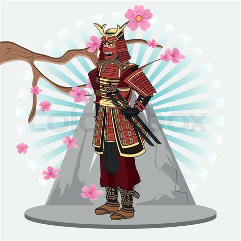 Samurai Man Cartoon Design Stock Vector Colourbox