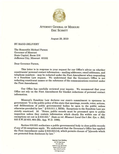Attorney Generals Office Letter