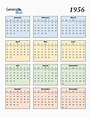 Free 1956 Calendars in PDF, Word, Excel