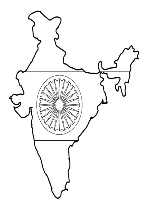 Coloring Pages | Indian Map With Flag Coloring Pages