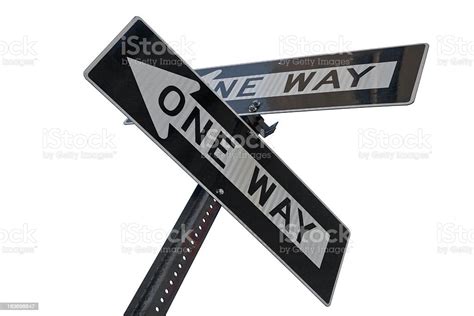 Two One Way Directional Signs At An Intersection Stock Photo Download