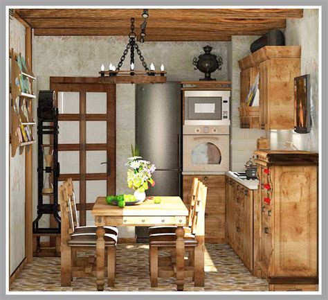 El marron de la madera y el blanco de las pinturas y revestimiento de muebles antiguos van. Cocinas pequeñas rústicas: diseños, materiales y colores ...