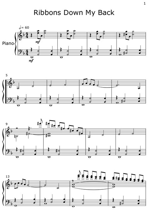 Ribbons Down My Back Sheet Music For Piano