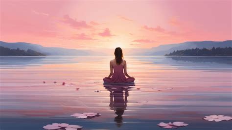 Premium Ai Image Woman Meditating By The Lake