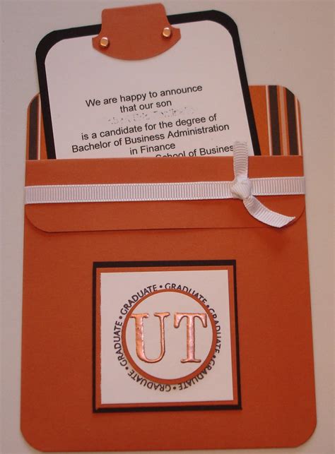 Gradcards12 grad card templates include: A Pocket Card College Graduation Announcement for UT | Stamping With Karen