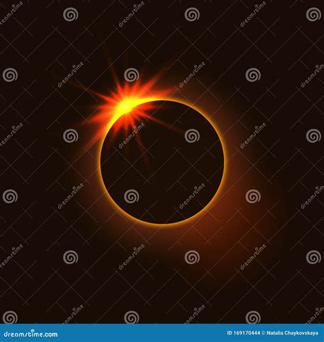 The Phenomenon Of A Total Solar Eclipse Vector Illustration For Design