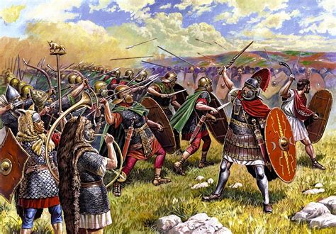 Roman Roman Legions In Combat Against Gallic Warriors Roman History