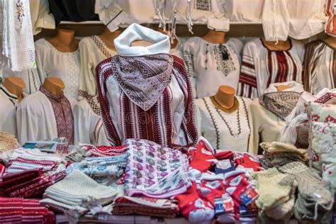 Traditional Romanian Clothing Being Sold At The Sibiu Christmas Stock