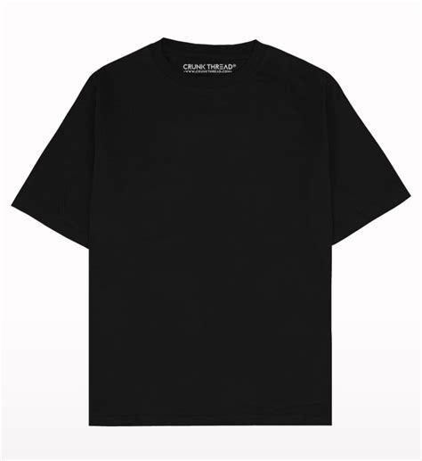 Oversized Drop Shoulder Black Plain T Shirt