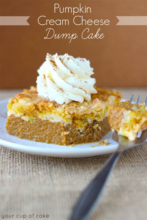 Pumpkin cheesecake with cream cheese whipped cream. Pumpkin Cream Cheese Dump Cake (and how I got dumped) - Your Cup of Cake