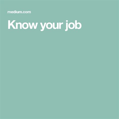 Know Your Job Knowing You Startup News Job