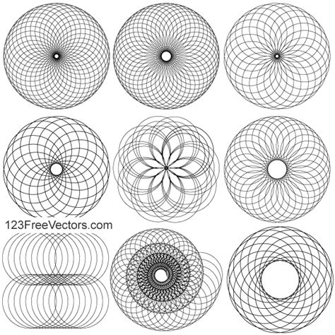 Line Art Circle Design Elements Vector Illustrator Pack Geometric