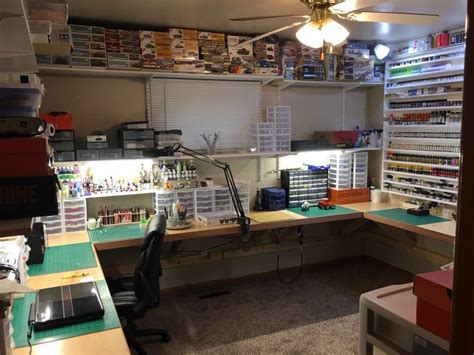 Pin By Rocketfin Hobbies On Model Workbenches Hobby Desk Craft Room