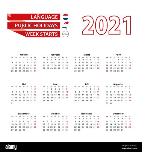 Calendar 2021 In Dutch Language With Public Holidays The Country Of