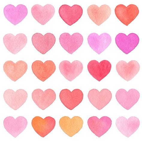 Watercolor Heart Isolated On White Custom Designed Graphic Patterns
