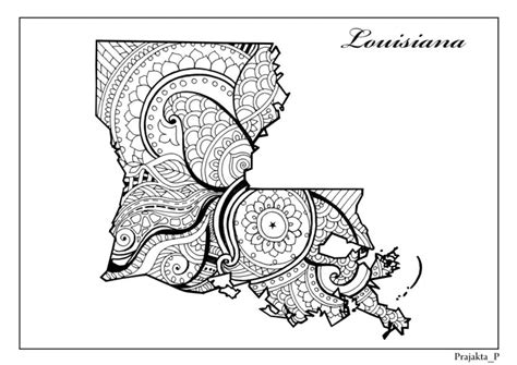 Louisiana State Map Adult Coloring Page Printable July 4th Etsy